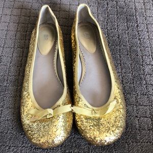 Gold glitter flats